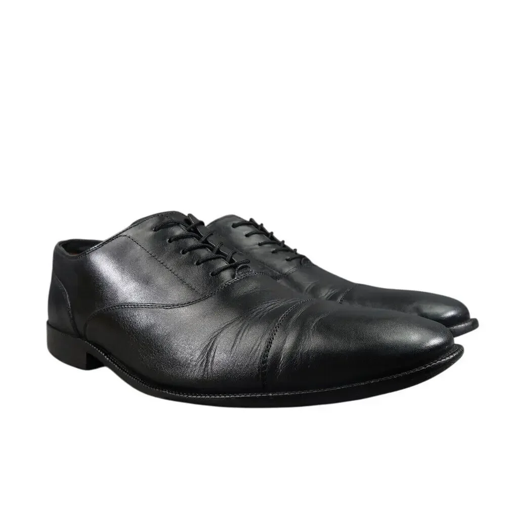 Cole Haan Shoes Men 12 Oxford Broadway Cap Toe Leather Black Classic Dress Event